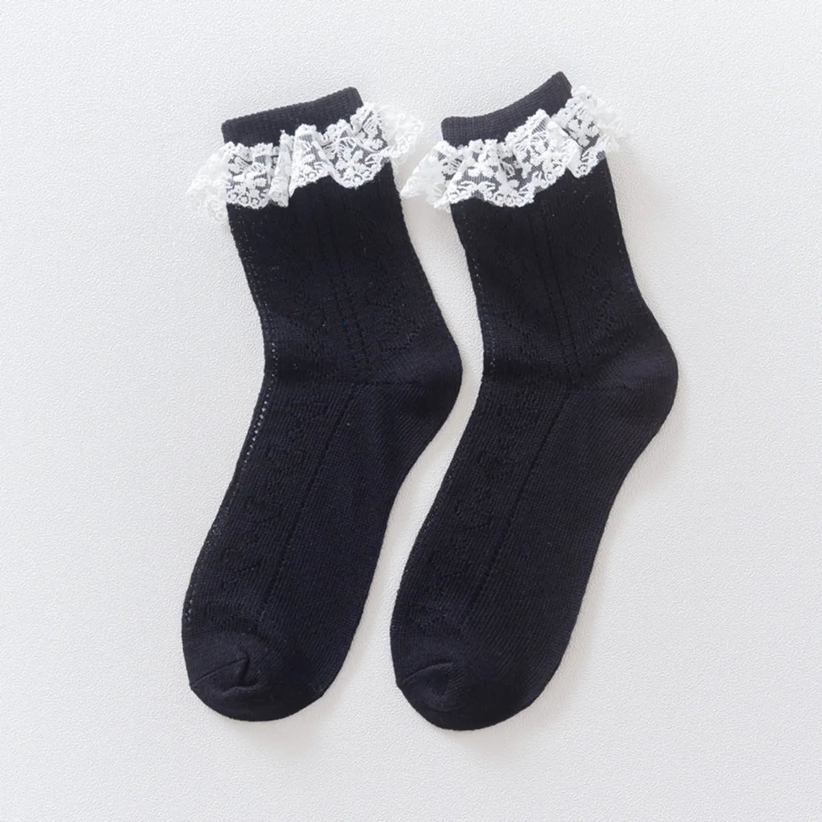 Lace Cotton Tube Socks Trendy Cute Solid Color Cotton Socks Autumn And Winter