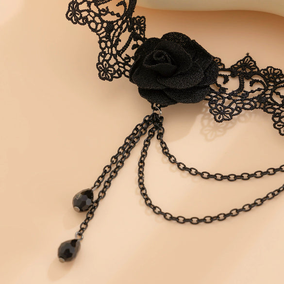Lace Flower Thigh Chain Gothic Dark Style Fabric Material