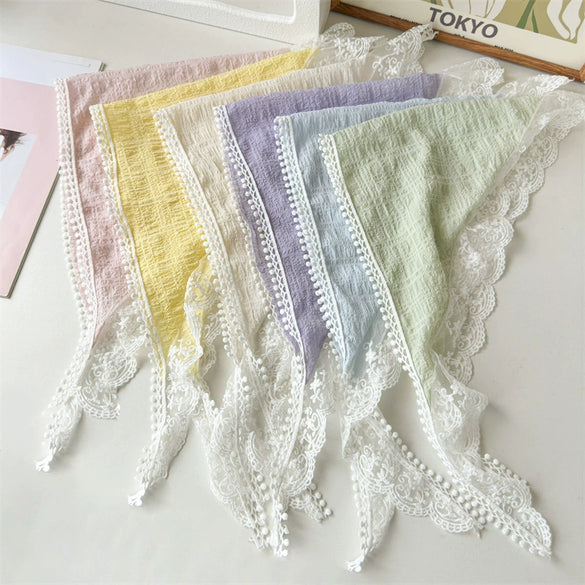 Lace Triangle Floral Fabric Hair Hoop For Girls In Seiko Style