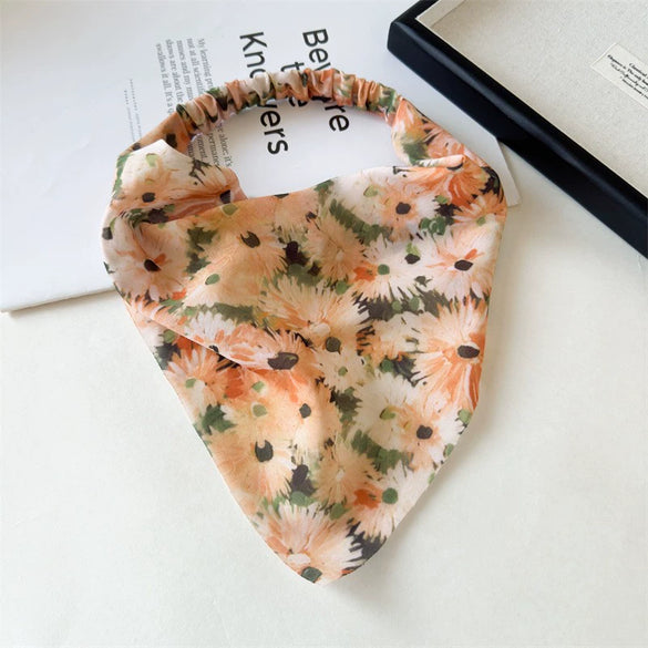 Lace Triangle Floral Fabric Hair Hoop For Girls In Seiko Style