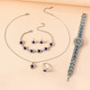 Ladies Alloy And Stainless Steel Leisure Round Dial Quartz Watch And Jewelry Set