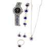 Ladies Alloy And Stainless Steel Leisure Round Dial Quartz Watch And Jewelry Set