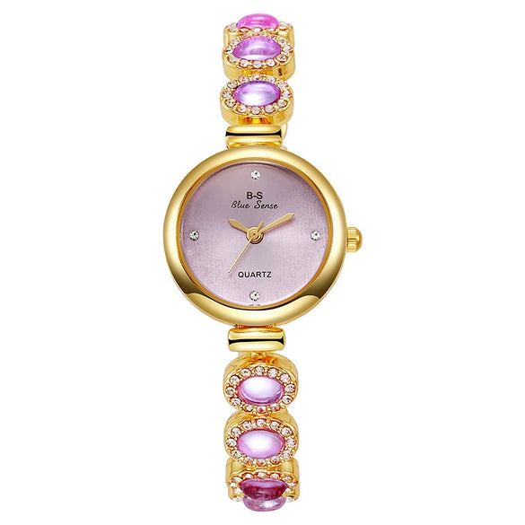 Ladies Alloy Bracelet Watch Round Dial Fashionable Elegant Waterproof