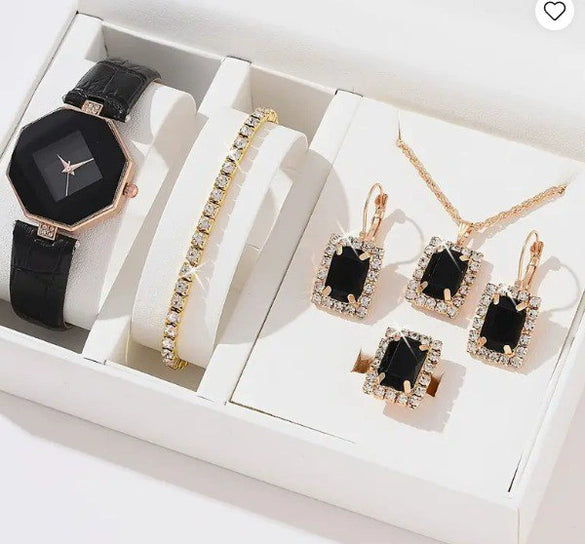 Ladies Alloy Case Imitation Leather Strap Round Dial Diamond Watch