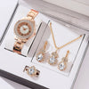 Ladies Alloy Case Imitation Leather Strap Round Dial Diamond Watch
