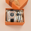 Ladies Alloy Case Imitation Leather Strap Round Dial Diamond Watch