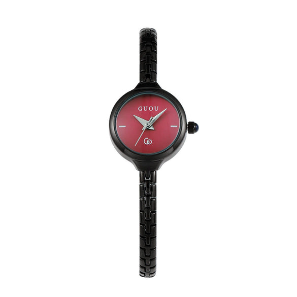 Ladies Alloy Casual Round Dial Wrist Watch With Stainless Steel Buckle And Mineral Reinforced Glass Mirror