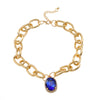 Ladies Alloy Chain With Multicolor Gem And Geometric Rhinestone Pendant Necklace Diamond Design
