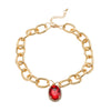 Ladies Alloy Chain With Multicolor Gem And Geometric Rhinestone Pendant Necklace Diamond Design