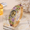 Ladies Alloy Cloisonn¨¦ Flowery Retro Palace Style Quartz Watch Bracelet With Oval Dial