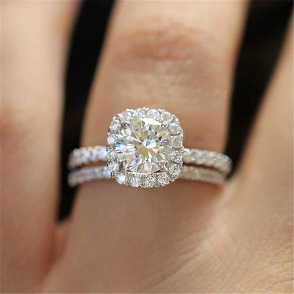 Ladies Alloy Fashion Geometric Micro Diamond Ring
