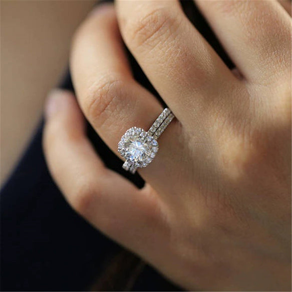 Ladies Alloy Fashion Geometric Micro Diamond Ring