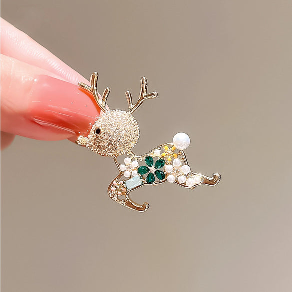 Ladies Alloy Fawn And Flower Cartoon Style Electroplated Brooch Clothes Accessories