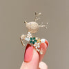 Ladies Alloy Fawn And Flower Cartoon Style Electroplated Brooch Clothes Accessories