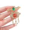Ladies Alloy Flower Pattern Electroplated Ruyi Ping An Lock Brooch