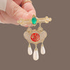 Ladies Alloy Flower Pattern Electroplated Ruyi Ping An Lock Brooch