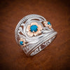 Ladies Alloy Geometric Flower Ring With Twocolor Gold Edge And Electroplating Design