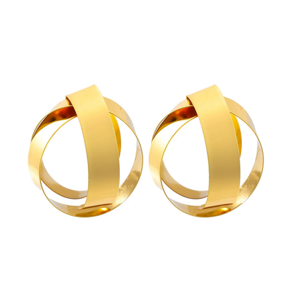 Ladies Alloy Geometric Three Dimensional Round Electroplated Earrings