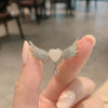 Ladies Alloy Heart Shape Electroplated Angel Wings Brooch Luxury Suit Accessories