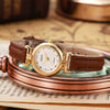 Ladies Alloy Imitation Leather Quartz Watch With Round Dial And Pin Buckle