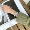 Ladies Alloy Imitation Leather Strap Electronic Quartz Watch With Rectangular And Barrel Shape