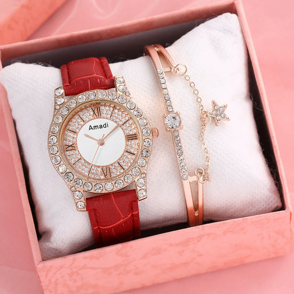 Ladies Alloy Imitation Leather Strap Round Dial Quartz Watch With Roman Face And Simple Fashion Style