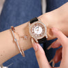 Ladies Alloy Imitation Leather Strap Round Dial Quartz Watch With Roman Face And Simple Fashion Style