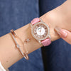 Ladies Alloy Imitation Leather Strap Round Dial Quartz Watch With Roman Face And Simple Fashion Style