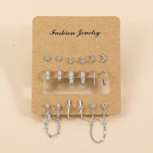 Ladies Alloy Inlaid Rhinestone Earrings With Diamond Treatment