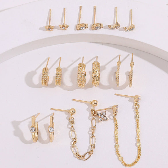 Ladies Alloy Inlaid Rhinestone Earrings With Diamond Treatment