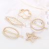 Ladies Alloy Pearl Geometric Edge Clip Hair Clip Electroplated Minimalist Style Plum Blossom Fivepointed Star Design