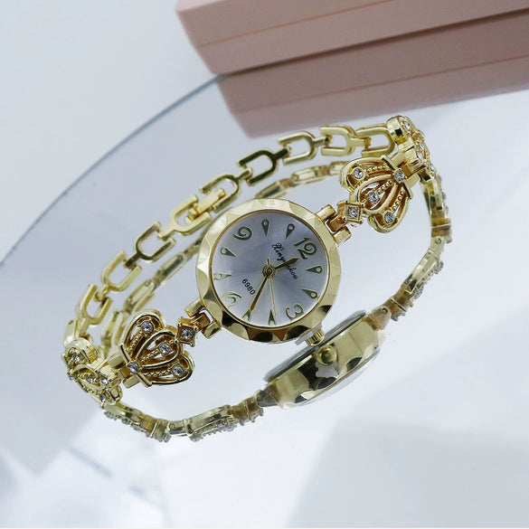 Ladies Alloy Quartz Watch With Spiral Crown And Round Dial Fashion Casual Style