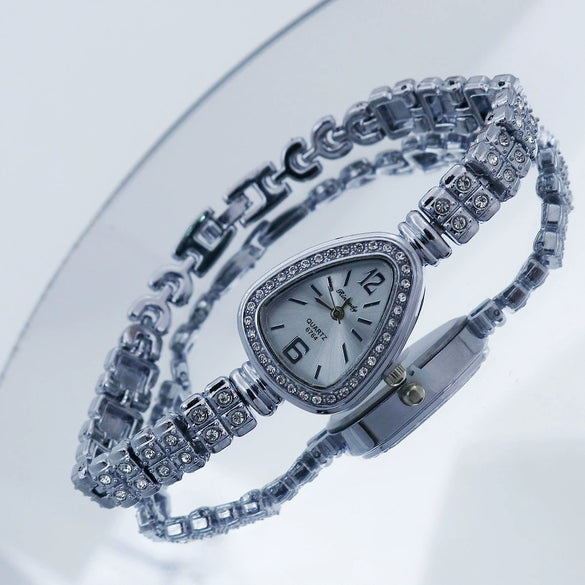 Ladies Alloy Quartz Watch With Spiral Crown And Round Dial Fashion Casual Style
