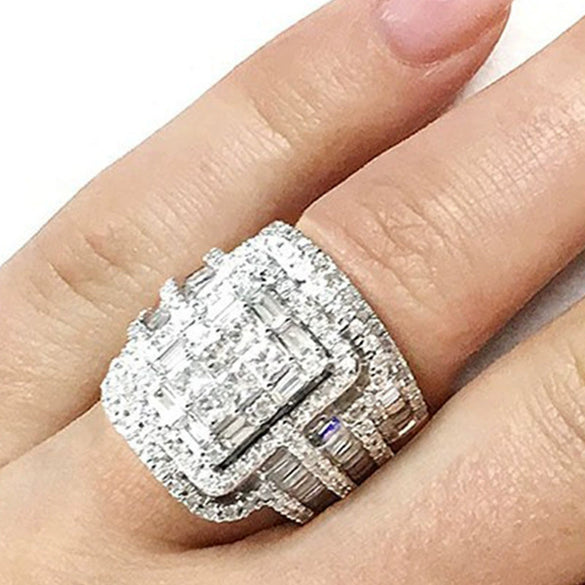 Ladies Alloy Rhinestone Geometric Ring Set