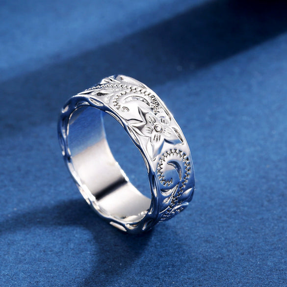 Ladies Alloy Ring With Leaf Relief And Electroplating Design