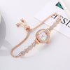 Ladies Alloy Round Quartz Watch With Diamond Fashionable Style And Pull Rope Buckle And Spiral Crown