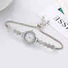 Ladies Alloy Round Quartz Watch With Diamond Fashionable Style And Pull Rope Buckle And Spiral Crown