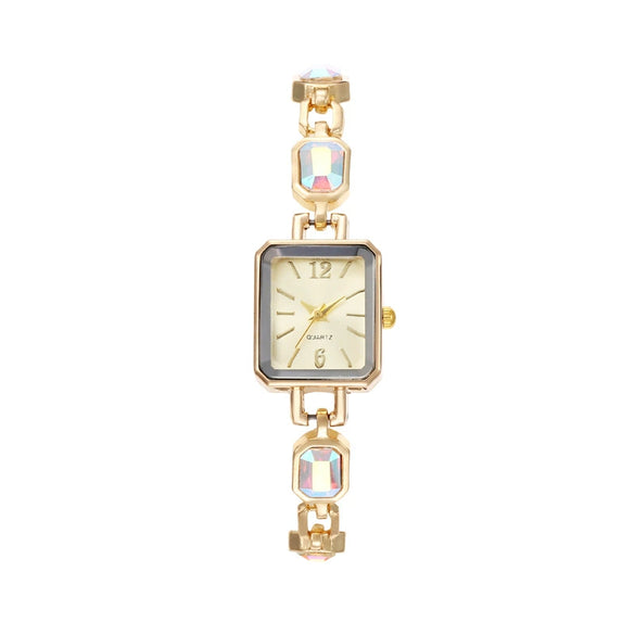 Ladies Alloy Square Dial Quartz Watch Fashion Color Diamond Antique Style