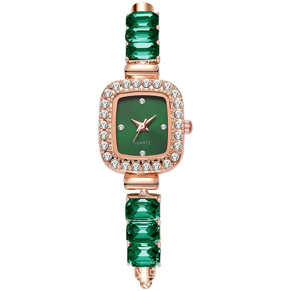 Ladies Alloy Square Fashion Pullout Bracelet Watch With Diamond Encrustment