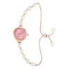Ladies Alloy Strap Round Dial Quartz Watch With Pearl Decor And Fashion Style