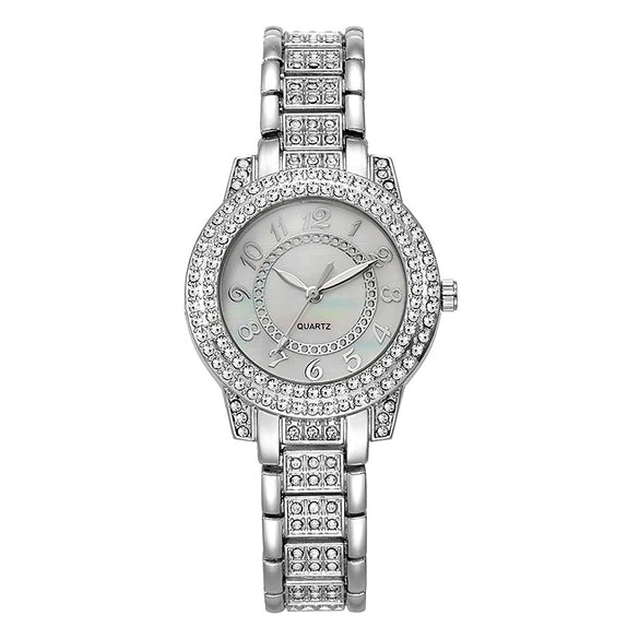 Ladies Alloy Wrist Watch Fashionable Round Dial Quartz Watch