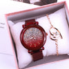 Ladies Alloy Wristwatch Set With Round Dial And Stainless Steel Clasp Fashion Style