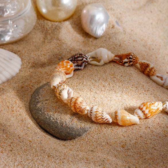 Ladies Anklet Natural Shell Geometric Titanium Steel 18K Gold