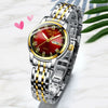 Ladies Automatic Non Mechanical Waterproof Quartz Watch Steel Case And Strap Round Dial