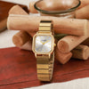 Ladies Bamboo Alloy Strap Simple Generous Quartz Square Watch For Students Casual Daily Use