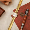 Ladies Bamboo Alloy Strap Simple Generous Quartz Square Watch For Students Casual Daily Use