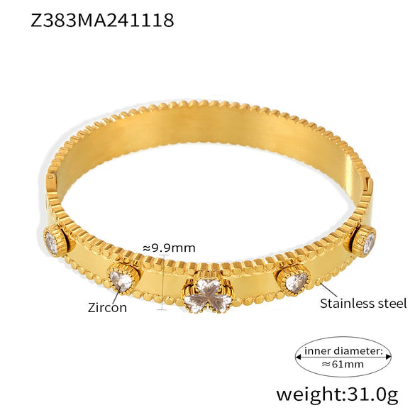 Ladies Bracelet Stainless Steel Zircon Glass Minimalist Geometric Electroplated