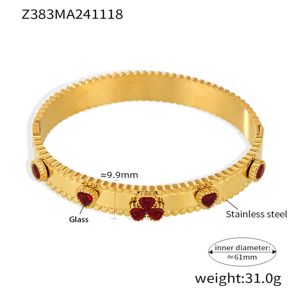 Ladies Bracelet Stainless Steel Zircon Glass Minimalist Geometric Electroplated