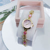 Ladies Bracelet Watch Casual Style Round Dial Stainless Steel Buckle Alloy Case Mineral Mirror