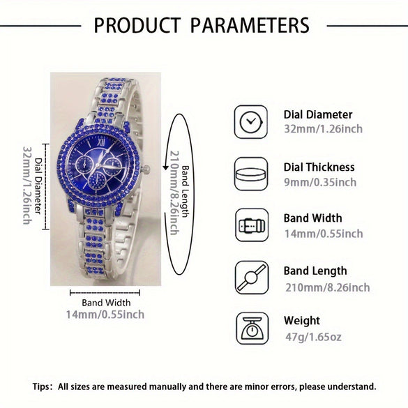 Ladies Casual Alloy Bracelet Watch Set With Round Dial